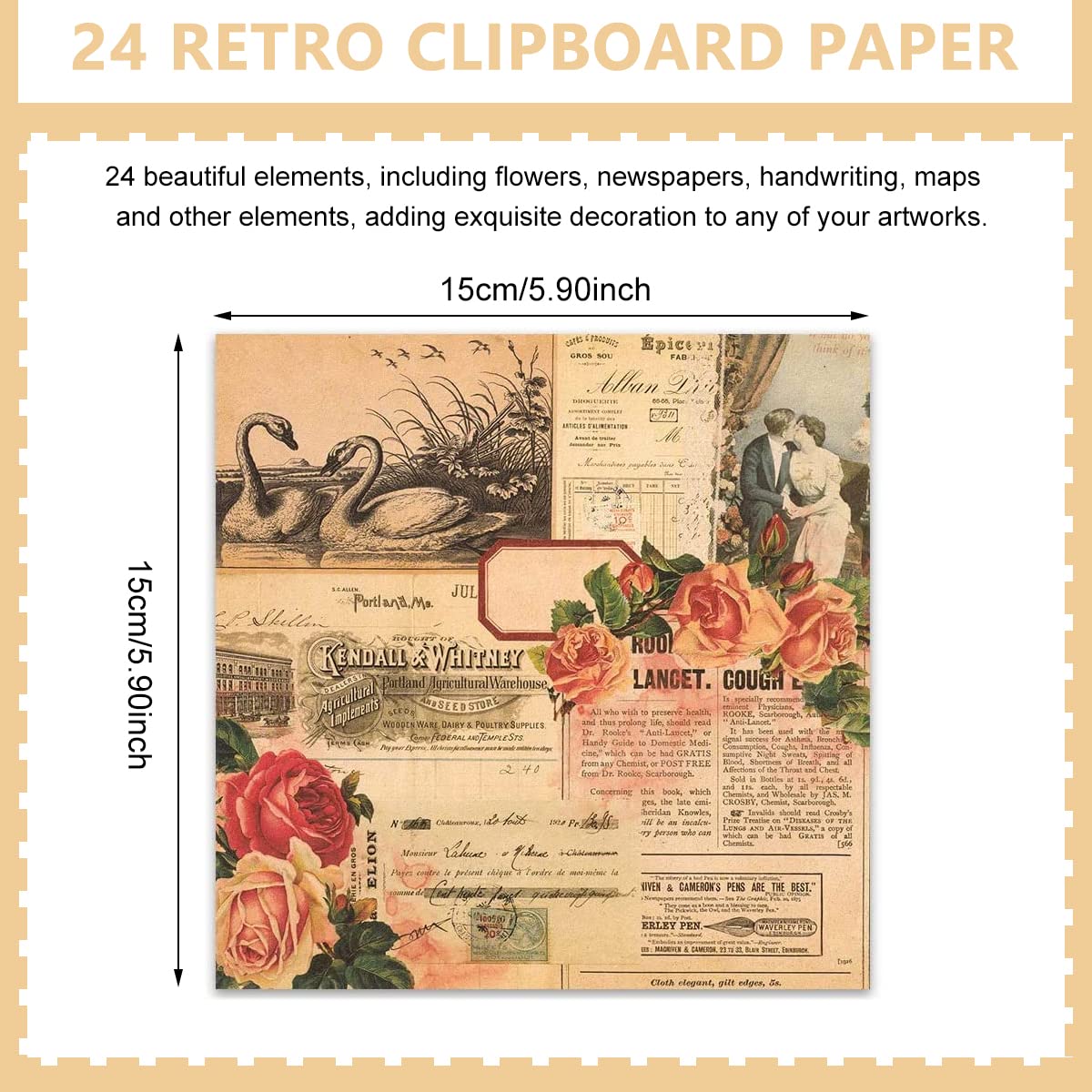 HASTHIP 24 sheet Vintage Scrapbook Paper 6'' Retro Newspaper Scrapbooking Paper Decoration Paper DIY Crafting Paper Journaling Paper DIY Album Decoration Paper Gift Scrapbook Supplies HASTHIP 24 sheet Vintage Scrapbook Paper 6'' Retro Newspaper Scrapbooking Paper Decoration Paper DIY Crafting Paper Journaling Paper DIY Album Decoration Paper Gift Scrapbook Supplies
